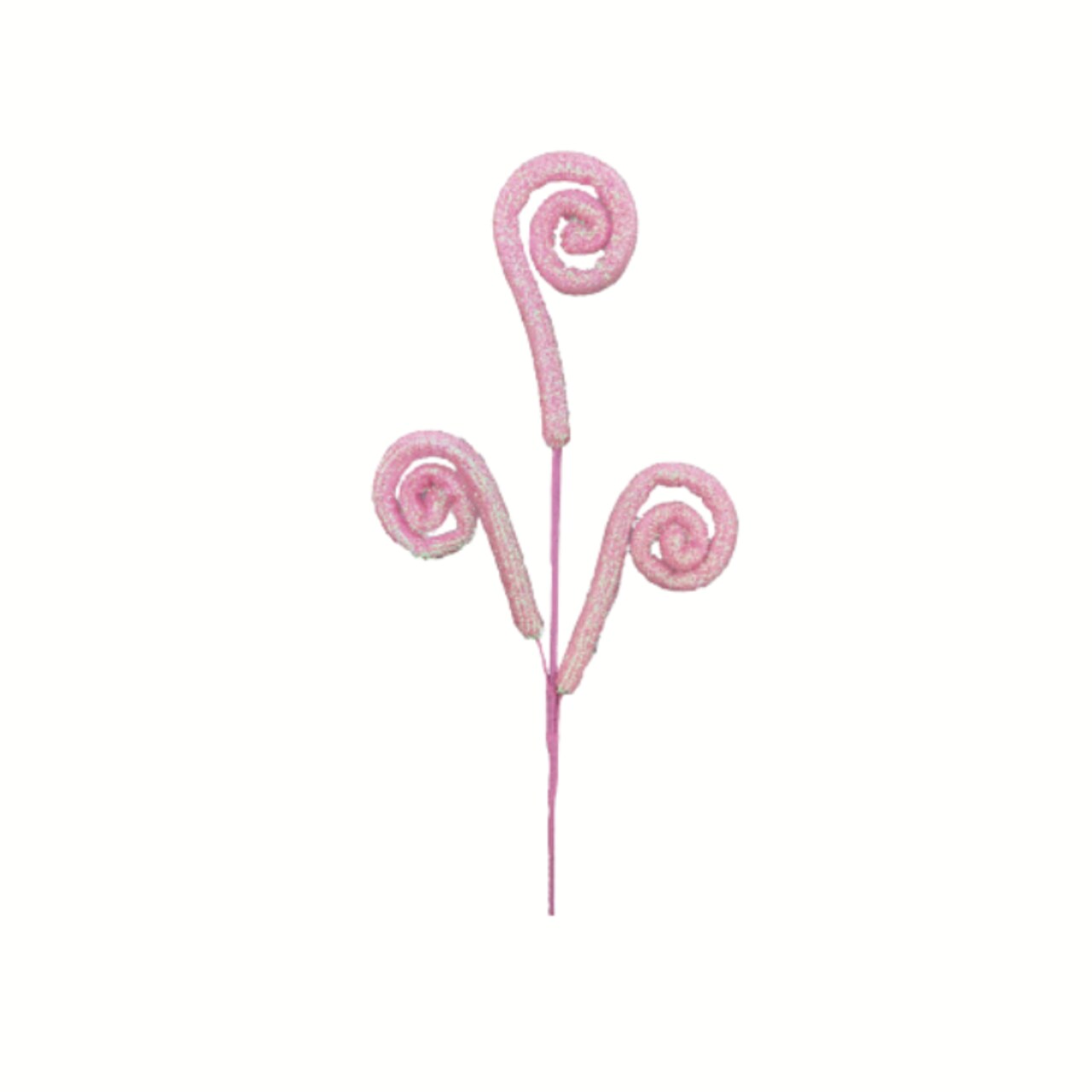 28'' Pink Shimmer Spiral Curly Spray - Glittery Floral Stem Decor-63601PK
